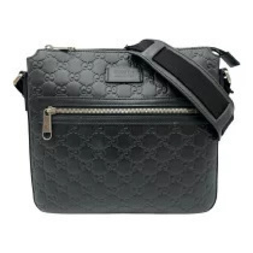 Gucci Guccissima Messenger Crossbody Bag Leather Black